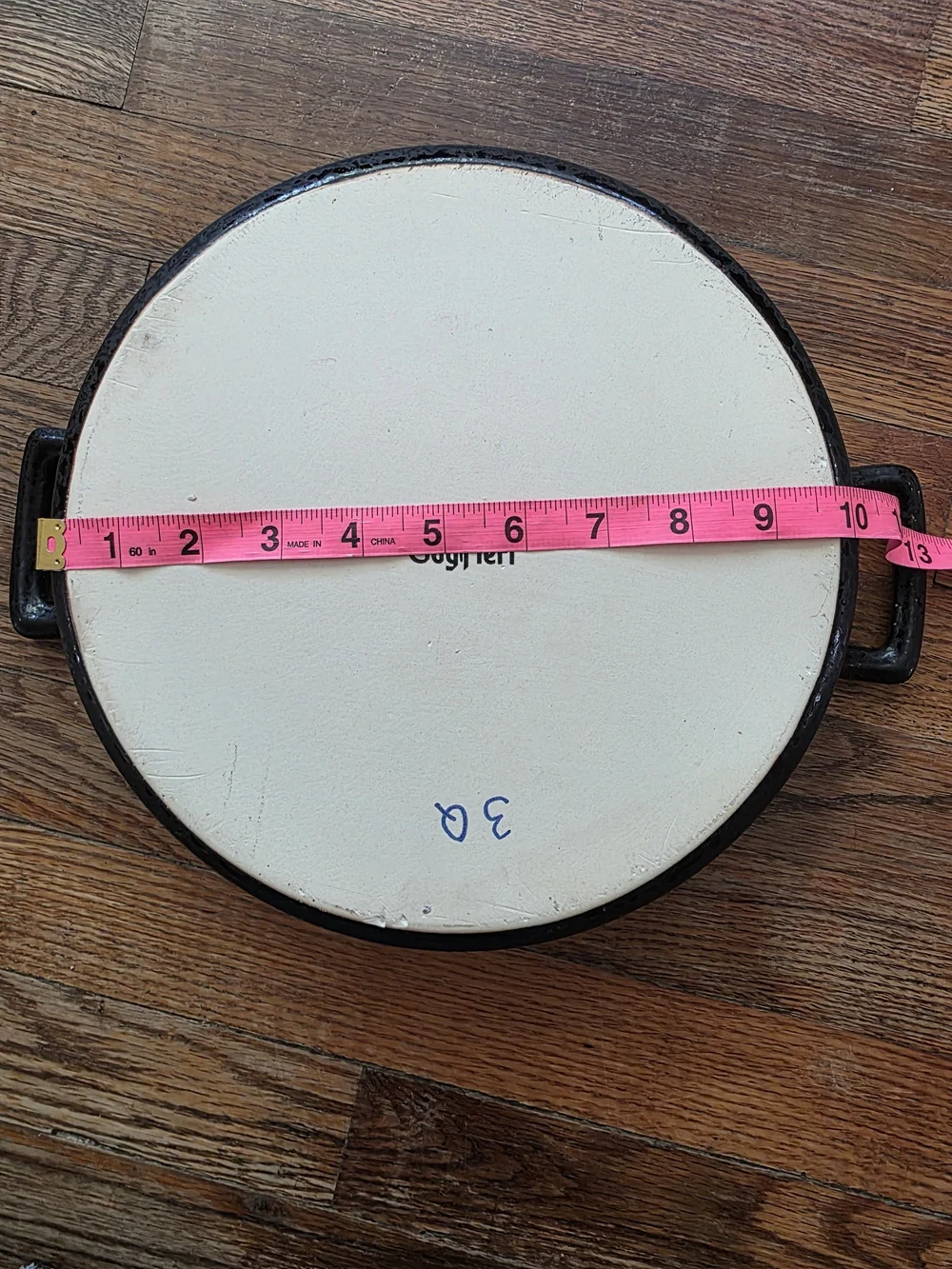 White Stoneware Casserole Dish with Black Handles